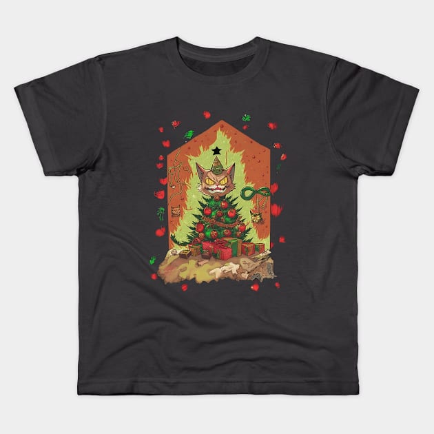 🐈 christmas tree-cat Kids T-Shirt by bant